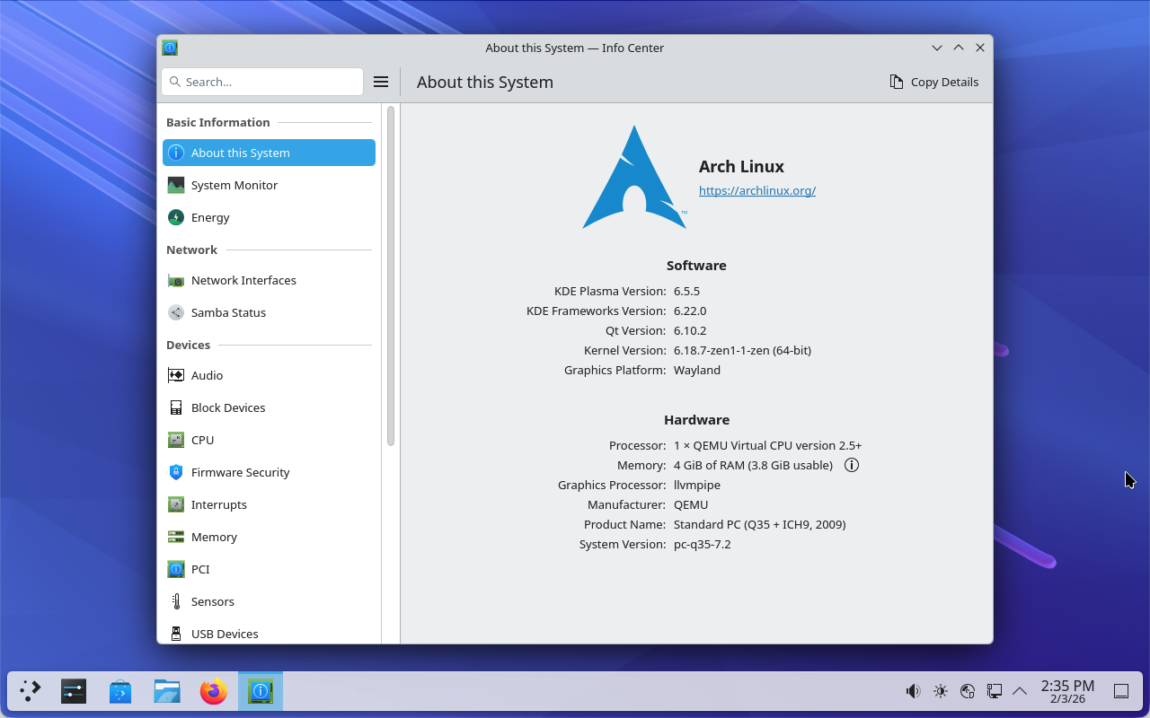 Post-install screenshot.